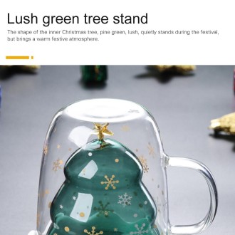 300ML Creative Double-Layer Glass Christmas Tree Star Water Cup