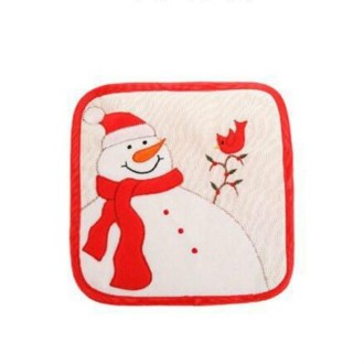 Christmas Decorations Insulation Gloves Insulation Placemat Microwave Glove Mat, Style:Placemat(Snowman)