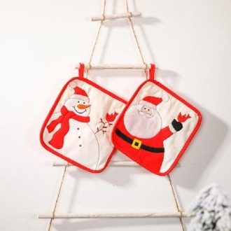 Christmas Decorations Insulation Gloves Insulation Placemat Microwave Glove Mat, Style:Placemat(Snowman)