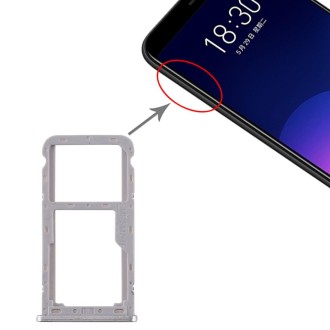 For Meizu M6T SIM Card Tray + SIM / Micro SD Card Tray (Silver)