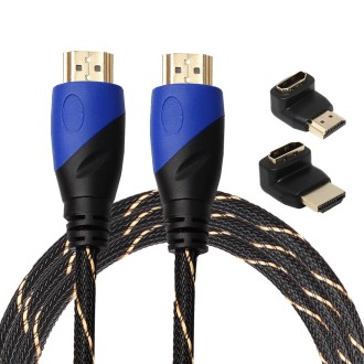 1.8m HDMI 1.4 Version 1080P Woven Net Line Blue Black Head HDMI Male to HDMI Male Audio Video Connector Adapter Cable with 2 Ben