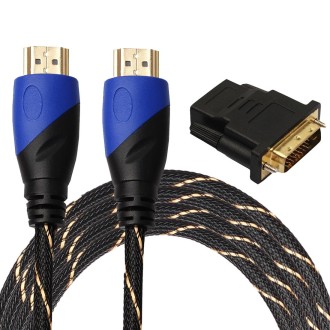 3m HDMI 1.4 Version 1080P Woven Net Line Blue Black Head HDMI Male to HDMI Male Audio Video Connector Adapter Cable with DVI Ada