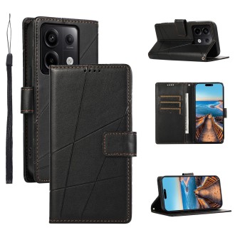 For Xiaomi Redmi Note 13 Pro 5G PU Genuine Leather Texture Embossed Line Phone Case(Black)