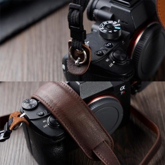 Outdoor Photography Cowhide Leather Camera Shoulder Hanging Neck Winding Strap, Spec: Pure Leather (Coffee)