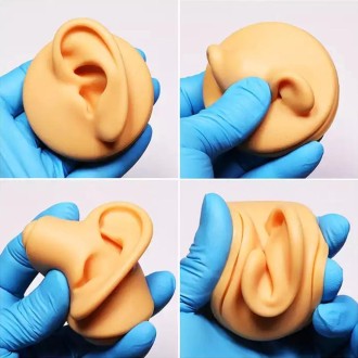 Simulation Facial Features Silicone Model Practice Display Props, Style:Left Ear(Black)