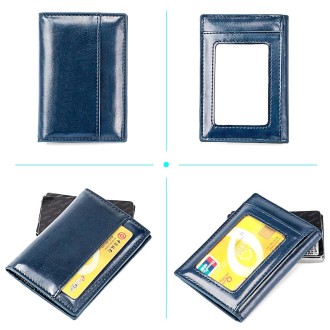 KB68 Mini Ultra-thin PU Leather Card Holder(Blue)