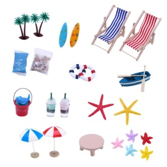 B Style Mini Beach Set Miniature Model Ornament Summer Ocean Simulation Scene Photo Decoration Props