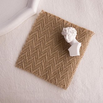 10 PCS 12x12cm Torn Edges Vintage Coarse Jute Scented Candle Coaster Photography Decoration Props(Wavy)