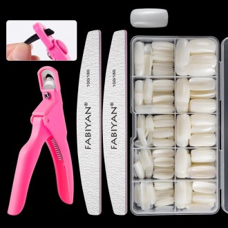 FABIYAN Nail Brush Nail Piece Set Nail Art Polishing Supplies Set, Specification: Natural Full-sticked Small Set