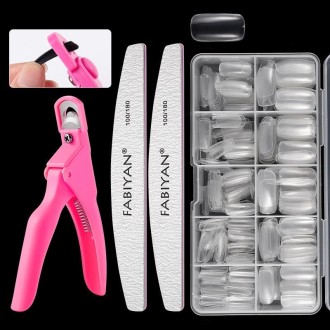 FABIYAN Nail Brush Nail Piece Set Nail Art Polishing Supplies Set, Specification: Transparent Full-sticked Small Set