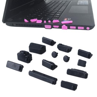 13 in 1 Universal Silicone Anti-Dust Plugs for Laptop(Black)