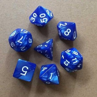 5 Set Creative RPG Game Dice Colorful Multicolor Dice Mixed DND Dice(Blue)