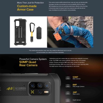 [HK Warehouse] Ulefone Armor 12S Rugged Phone, 8GB+128GB, Quad Back Cameras, IP68/IP69K Waterproof Dustproof Shockproof, Face ID