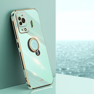 For Xiaomi Black Shark 5 Pro XINLI Straight Edge 6D Electroplate TPU Phone Case with Ring Holder(Mint Green)