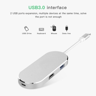 6 in 1 Hub USB-C / Type-C to USB-C / Type-C & HDMI & SD & TF & 2 USB Adapter