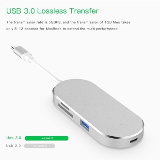 6 in 1 Hub USB-C / Type-C to USB-C / Type-C & HDMI & SD & TF & 2 USB Adapter