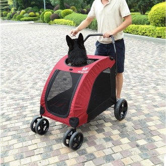 DODOPET Outdoor Portable Foldable Large Dog Pet Trolley(Red)