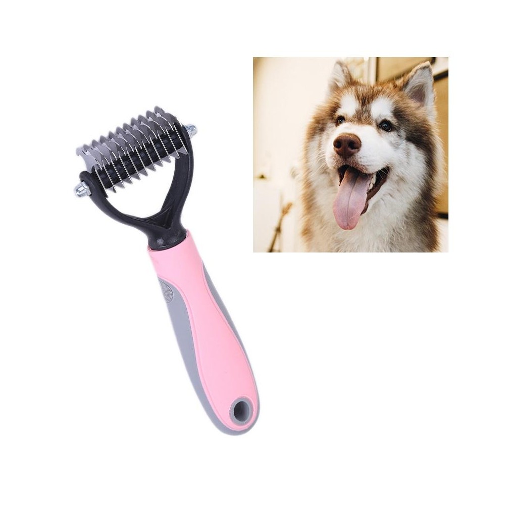 Pet Comb Beauty Cleaning Supplies Dog Stainless Steel Dog Comb, Size: 17 x 6.6 cm(Pink)