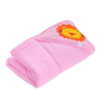 Baby Blanket Cartoon Animal Print Newborn Swaddle Hooded Wrap(Pink)