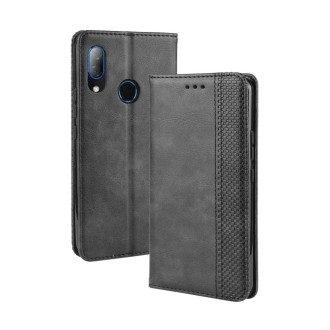 Magnetic Buckle Retro Crazy Horse Texture Horizontal Flip Leather Case for HTC U19E , with Holder & Card Slots & Photo Frame(Bla