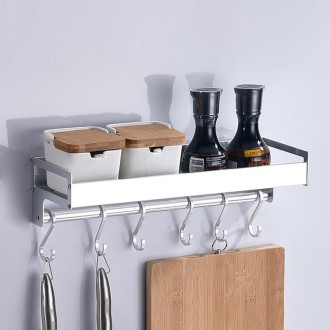 30cm 4 Hooks Kitchen Multi-function Wall Hanging Holder Seasoning Storage Rack (Silver)