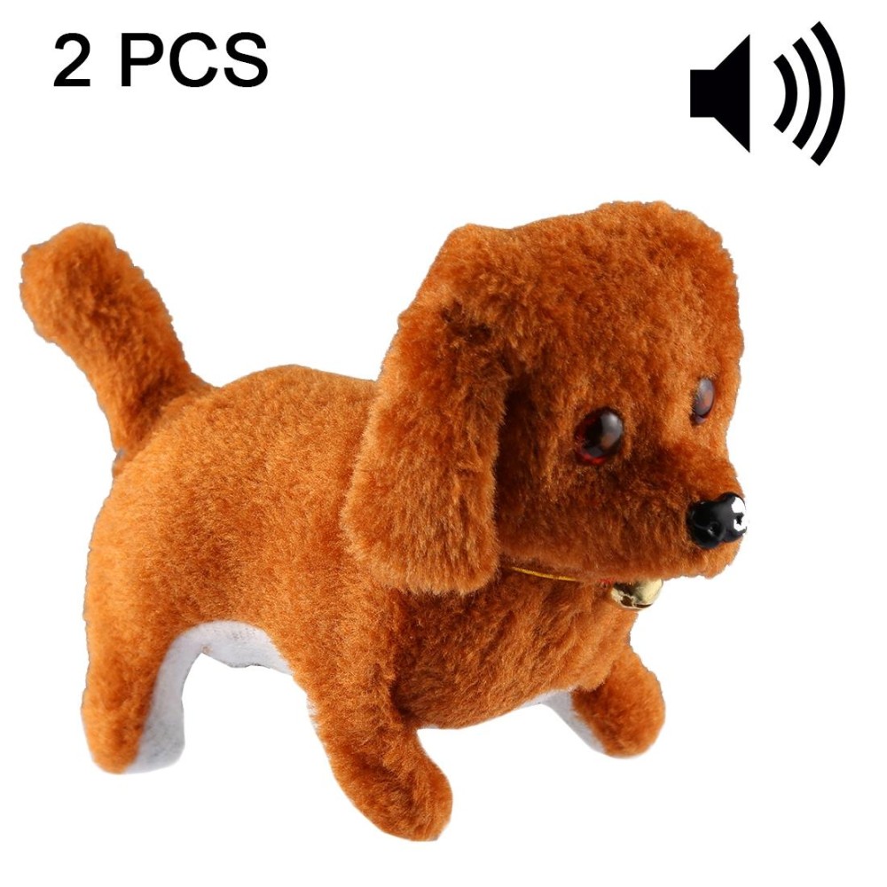 2 PCS Plush Puppy Electric Toys Can Will Move Forward / Will Backwards / Sounding and Luminous Eyes