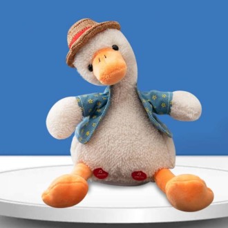 Repeat Duck Tricky Duck Learn Talking Singing Plush Duck Toy, Style:Remote Control+Recording