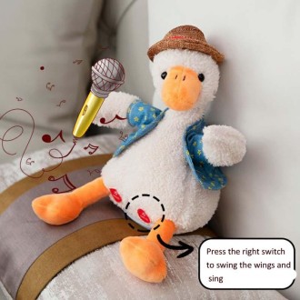 Repeat Duck Tricky Duck Learn Talking Singing Plush Duck Toy, Style:USB Charging+Recording