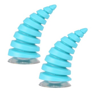 2PCS Motorcycle Horn Sucker Helmet Decoration(Light Blue)