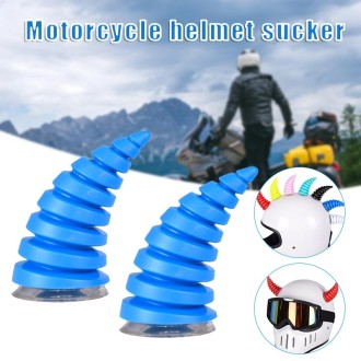 2PCS Motorcycle Horn Sucker Helmet Decoration(Light Blue)