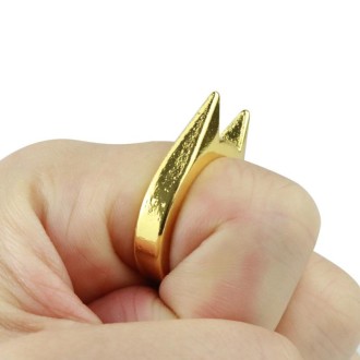 Women Men Safety Survival Ring Tool Self Defence Stainless Steel Finger Defense Ring(Gold)