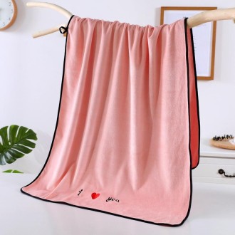 Soft Thick Absorbent Fiber Couple Large Bath Towels, Size:70x140cm(Pink)