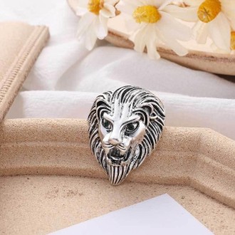 Personality Creative Lion Brooches Retro Alloy Animal Badge Coat Suit Chest Blossom(Silver)