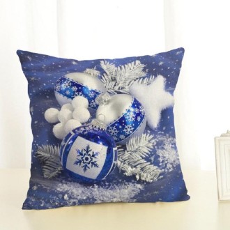 Christmas Decoration Cotton and Linen Pillow Office Home Cushion Without Pillow, Size:45x45cm(Blue Christmas)