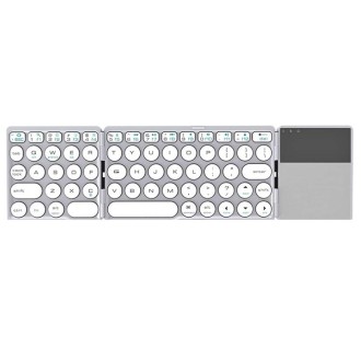 B052 Universal Round Keycap Mini Three-fold Bluetooth Wireless Keyboard with Touchpad (Silver)