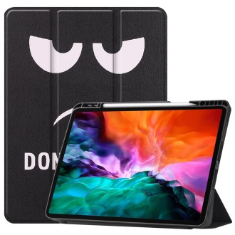 For iPad Pro 12.9 2022 / 2021 Colored Drawing Horizontal Flip TPU + PU Leather Tablet Case with Three-folding Holder & Sleep / W