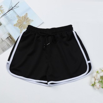 Women Casual Loose Outerwear High Waist Straight Yoga Shorts, Size: M(Black)