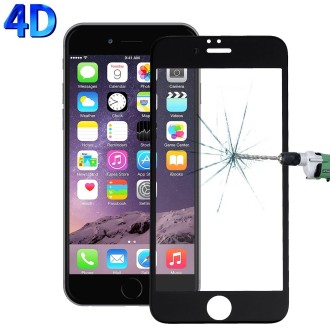 For iPhone 6 & 6s 0.26mm 9H Surface Hardness 4D Curverd Arc Explosion-proof HD Silk-screen Tempered Glass Full Screen Film (Blac