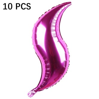 10 PCS 24 Inch S-Shaped Balloon Fish Tail Wavy Balloon Birthday Wedding Party Arrangement Balloon(Rose Red)