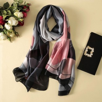 Women Flowers Elegant Imitated Silk Fabric Shawl Sunscreen Beach Scarf, Size: 90x180cm