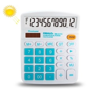 OSALO OS-837VC 12 Digits Colorful Desktop Calculator Solar Energy Dual Power Calculator(Blue)