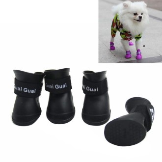 Lovely Pet Dog Shoes Puppy Candy Color Rubber Boots Waterproof Rain Shoes, S, Size:  4.3 x 3.3cm(Black)