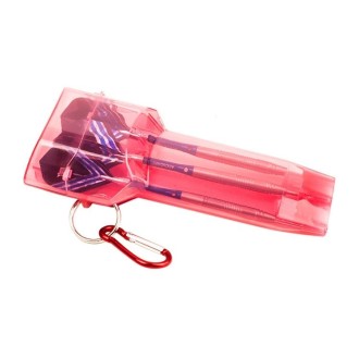 Sports Portable Dart Box Plastic Transparent Container Storage Darts Case with Key Buckle(Red)