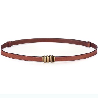 Women Leather Thin Belt With Suits And Dresses Slim Waist Versatile Waist Chain Retro Belt(Camel)