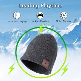 Bluetooth Warm Knit Hat, Supports Phone Answering & Bluetooth Photo Taking & Music Playing (Dark Gray)