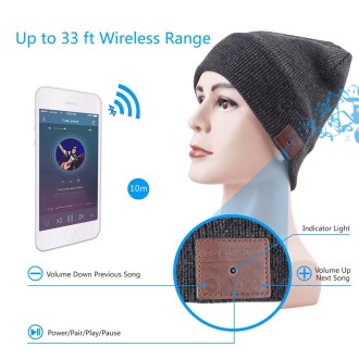 Bluetooth Warm Knit Hat, Supports Phone Answering & Bluetooth Photo Taking & Music Playing (Dark Gray)