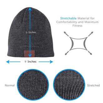 Bluetooth Warm Knit Hat, Supports Phone Answering & Bluetooth Photo Taking & Music Playing (Dark Gray)