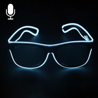 New Style LED Multi-color Fluorescent Glow Glasses EL Flashing Glasses, Sound Control Type, Random Color Delivery