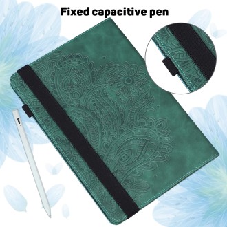 For Amazon Fire Max 11 Peacock Embossed Pattern Leather Tablet Case(Green)