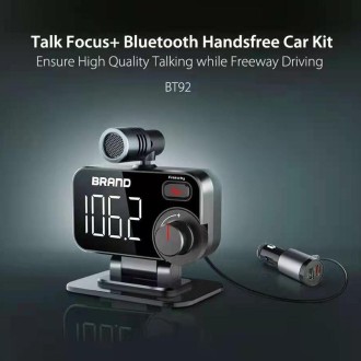 BT92 Car Bluetooth FM Transmitter Support Bluetooth Hands-free Call / QC3.0 Fast Charge / Micro SD Card